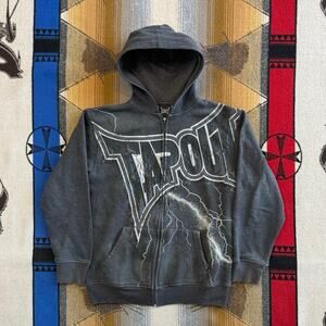 Vintage Y2K Youth Tapout Full Zip Hoodie Sweatshirt Size Large Grunge Skater